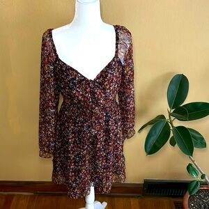 Lush Sheer Floral Mini Dress sz L